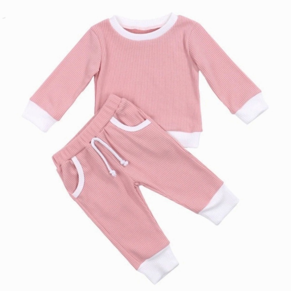 PINK | Ribbed two piece baby toddler set